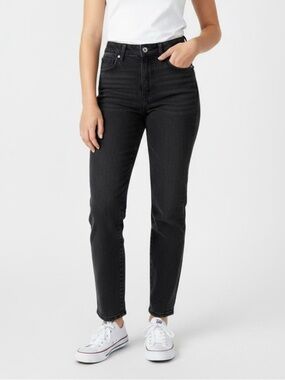 😎 Pacific Sunwear Mid-Rise Black Wash Mom Jeans~Women’s Sz 22”~Relaxed Fit